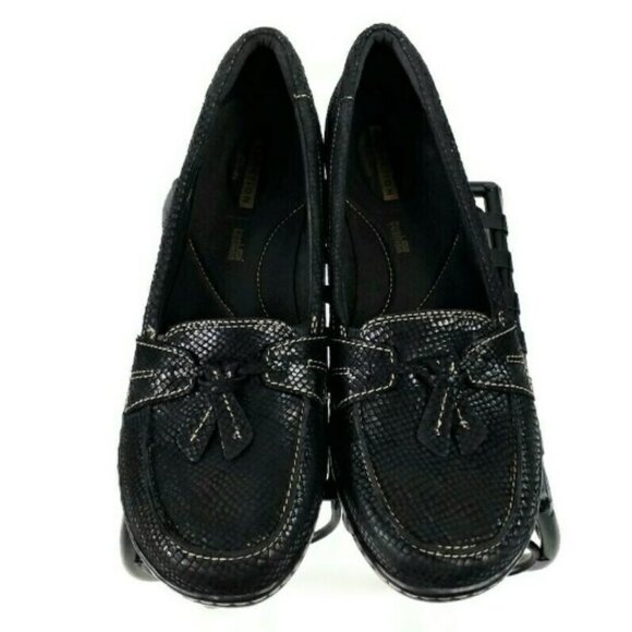 Clarks Collection Tasseled Loafer Womens Black Interest Reptilian Print 11N - Picture 13 of 13